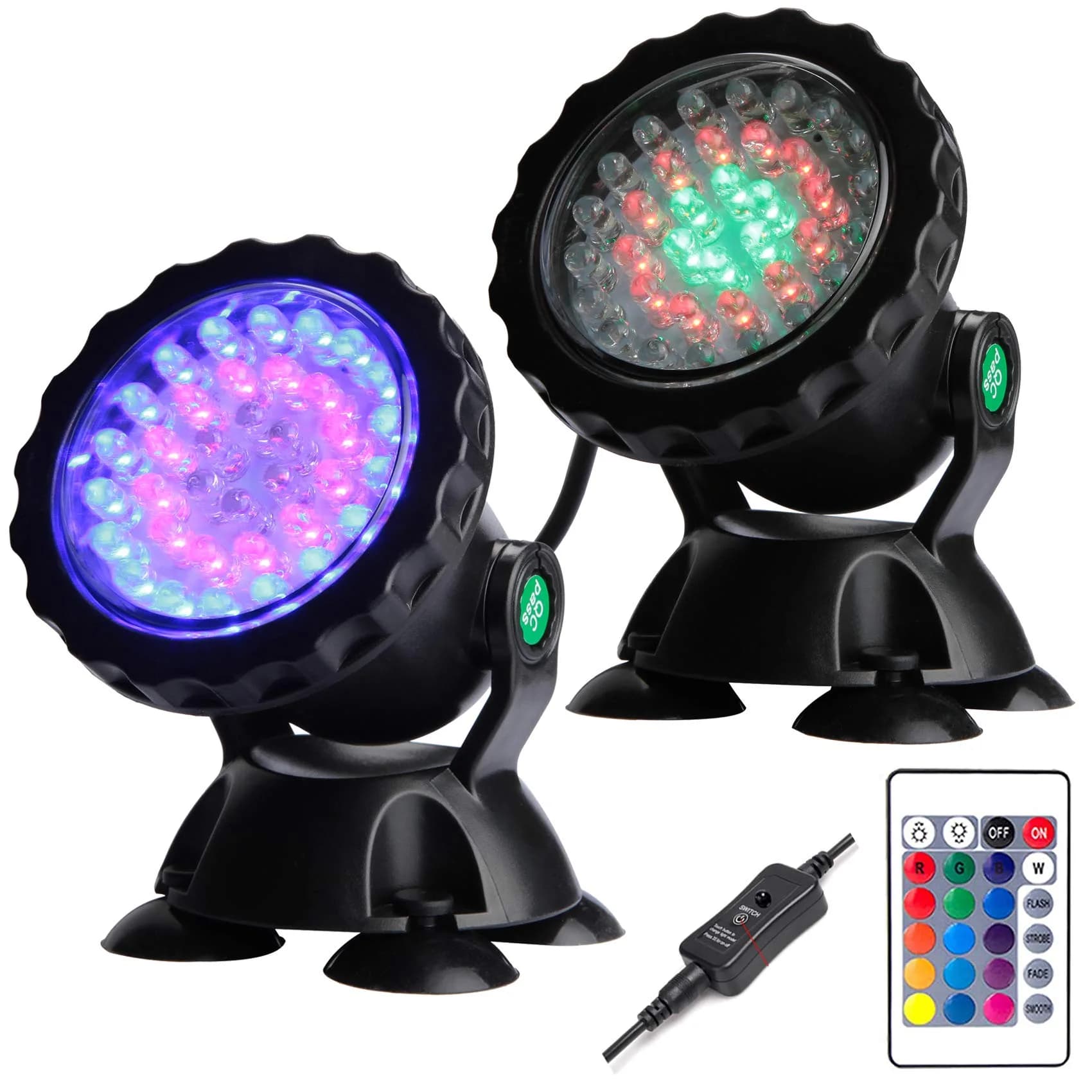 ZHGSERVU LED Underwater Pond Lights 2-Pack (2.75in x 4in) | IP68 Waterproof RGB Color Changing Landscape Spotlights