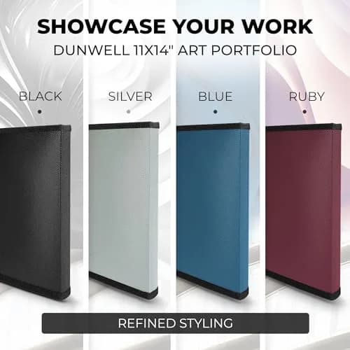 Dunwell 11x14 Art Portfolio Binder with 24 Sleeves, Ruby Red | Displays 48 Pages, Acid-Free Poly Protection thumbnail 7