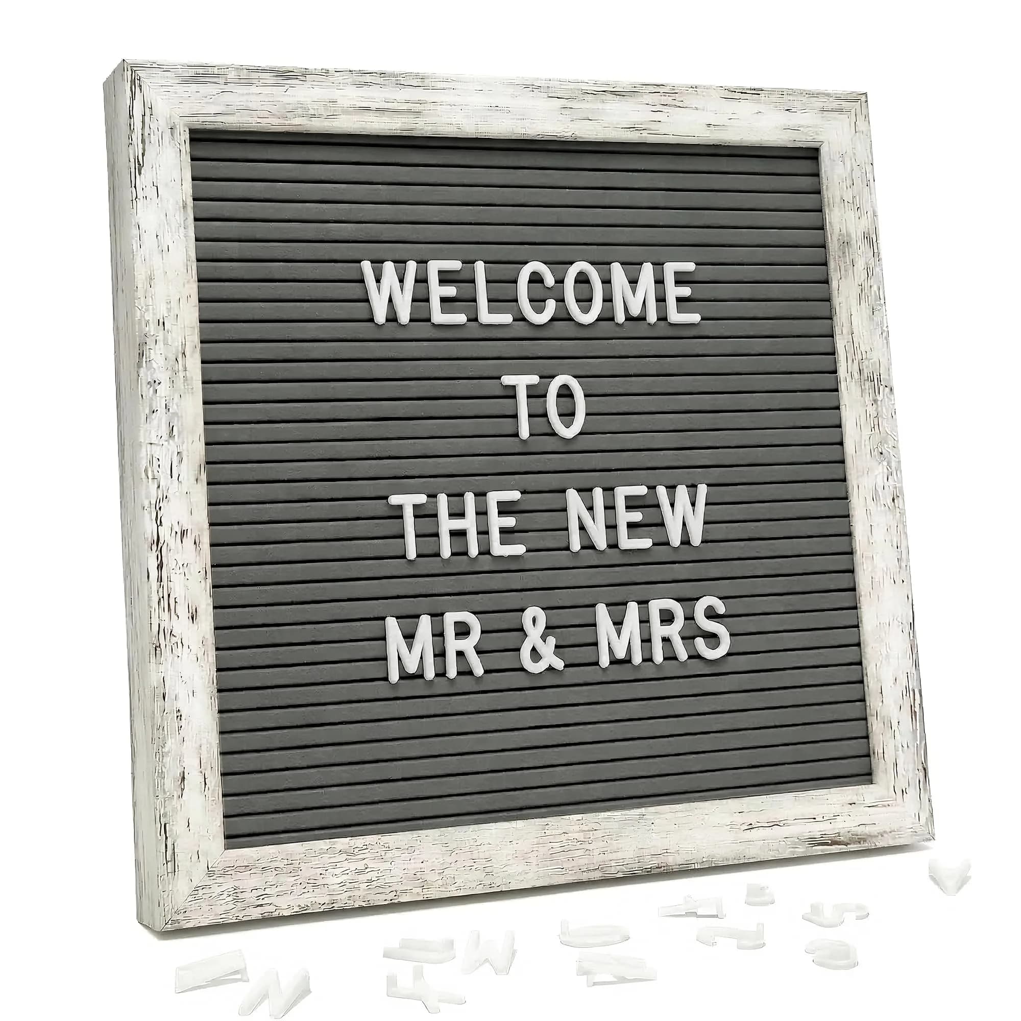 C CRYSTAL LEMON Gray Felt Letter Board 10x10 Inch, 336 Pre-Cut Letters | Classic Decorative Signage for Home & Office — Rustic Gray