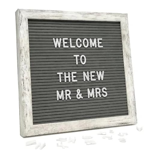 C CRYSTAL LEMON Rustic Gray Felt Letter Board 10x10 with Stand & Wall Mount, 336 White Letters thumbnail 1