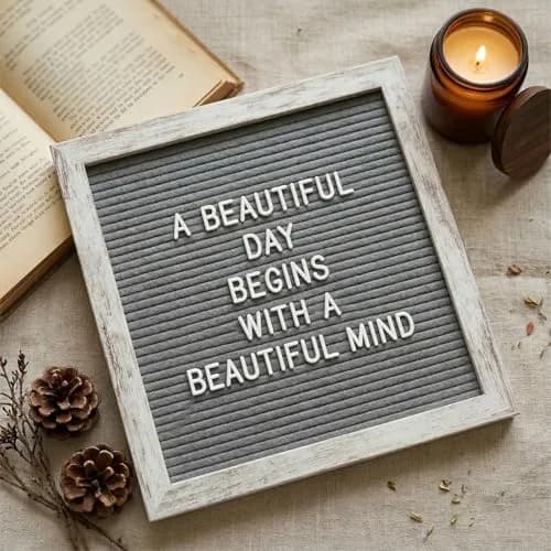 C CRYSTAL LEMON Rustic Gray Felt Letter Board 10x10 with Stand & Wall Mount, 336 White Letters thumbnail 4