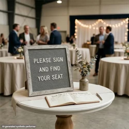 C CRYSTAL LEMON Rustic Gray Felt Letter Board 10x10 with Stand & Wall Mount, 336 White Letters thumbnail 3