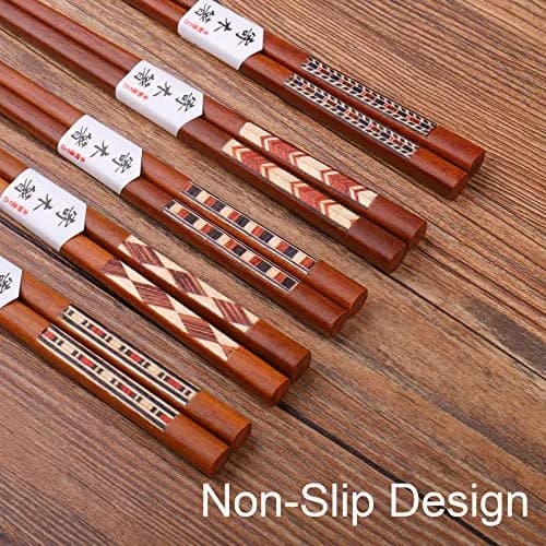 GLAMFIELDS Natural Wooden Japanese Chopsticks 22.5 cm (8.8 Inch) Gift Set | 5 Pairs for Asian Cuisine thumbnail 4