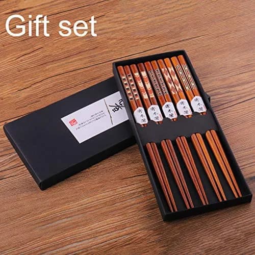 GLAMFIELDS Natural Wooden Japanese Chopsticks 22.5 cm (8.8 Inch) Gift Set | 5 Pairs for Asian Cuisine thumbnail 7