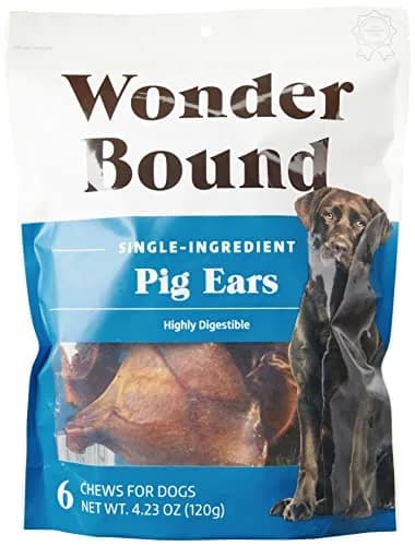 Wonder Bound Whole Pig Ears Dog Treats, Pork, 6 oz (170 g) | Supports Dental Health & Digestibility thumbnail 1