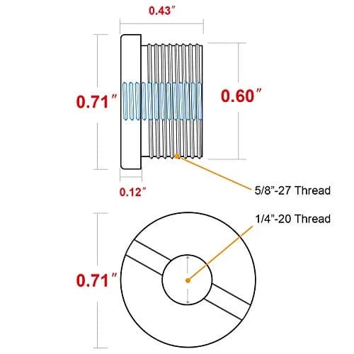 Anwenk Mic Stand Adapter 5/8 to 1/4 | Nickel Brass Male to Female Mic Screw Adapter thumbnail 3