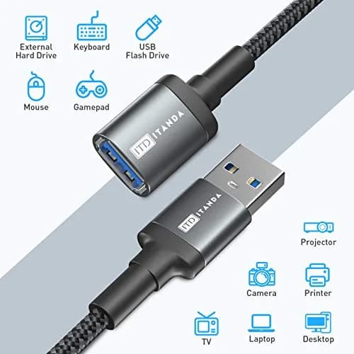 ITD ITANDA USB 3.0 Extension Cable 4.57m (15ft) | 5Gbps Data Transfer for Devices thumbnail 7