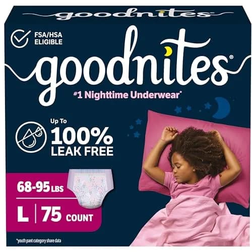 GoodNites Girls Nighttime Underwear Large 75 Ct | Clinically Proven for Better Sleep thumbnail 1