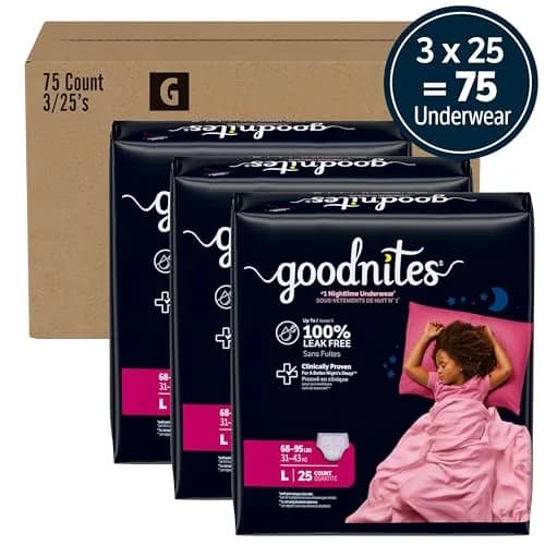 GoodNites Girls Nighttime Underwear Large 75 Ct | Clinically Proven for Better Sleep thumbnail 2