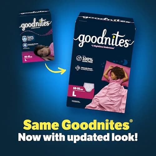 GoodNites Girls Nighttime Underwear Large 75 Ct | Clinically Proven for Better Sleep thumbnail 3
