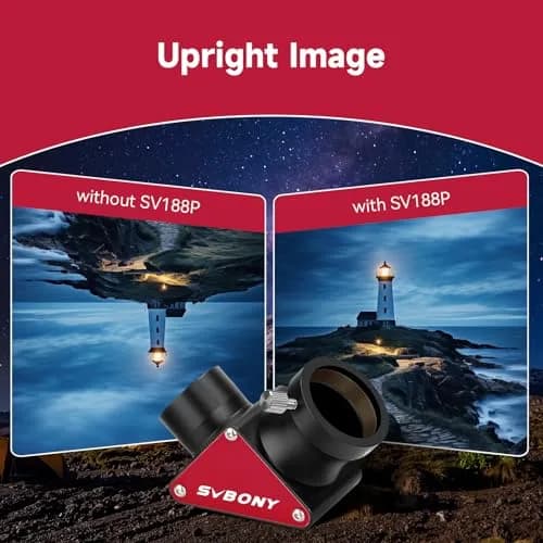 SVBONY SV188P Telescope Diagonal 1.25" 90 Degree Mirror 99% Reflectivity | Upright Image, Brass Compression Ring thumbnail 4