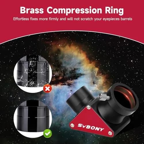 SVBONY SV188P Telescope Diagonal 1.25" 90 Degree Mirror 99% Reflectivity | Upright Image, Brass Compression Ring thumbnail 5