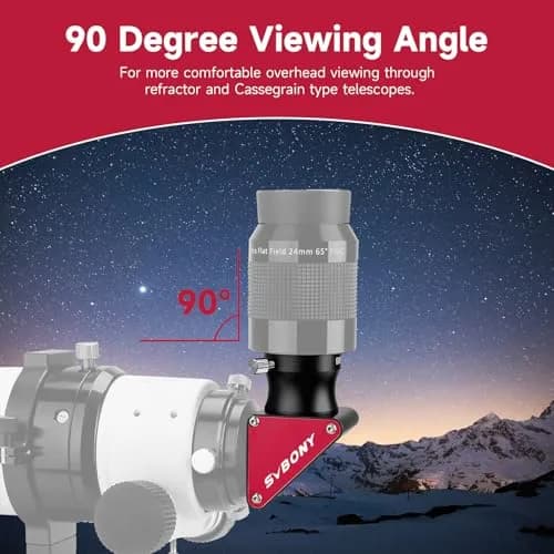 SVBONY SV188P Telescope Diagonal 1.25" 90 Degree Mirror 99% Reflectivity | Upright Image, Brass Compression Ring thumbnail 3