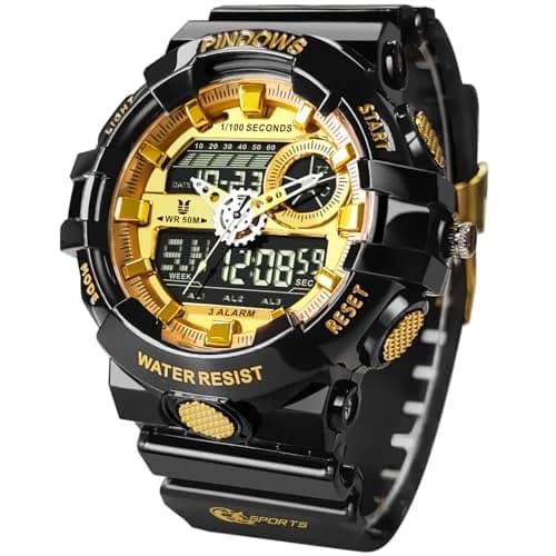 PINDOWS PDS-603 Transparent LED Backlight Men's Watch 53mm (1.89in) | Analog Digital Waterproof Tactical Sports Watch thumbnail 1