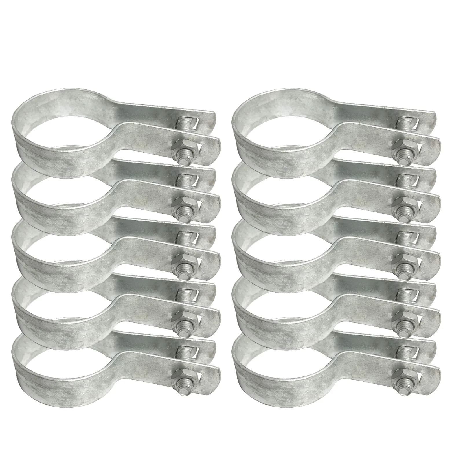Aiwaiufu 10 Pcs 2-3/8" Galvanized Steel Fence Tension Bands | Rust-Resistant Chain Link Fixings for Gates & Posts - main product image