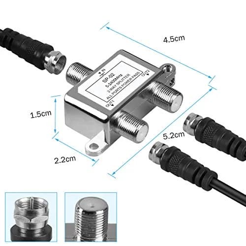 NEWCARE 2-Way Coaxial Cable Splitter for MoCA 5-2400MHz RG6 Compatible | Distributes digital signals efficiently thumbnail 7