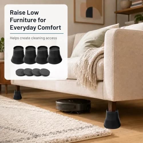 BTSD-home 6 Inch Round Bed Risers (4 Pack) | Heavy Duty Furniture Lifts for Underbed Storage thumbnail 9