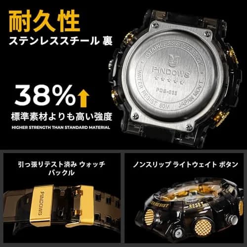 PINDOWS Men's Digital Sports Watch 5.3cm | Waterproof, LED Backlight, 12/24H thumbnail 7