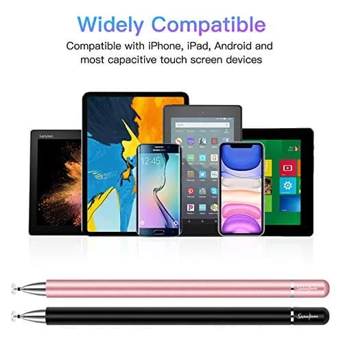 STYLUSHOME Universal Stylus Pen for iPad iPhone Android, 2 Pcs Stylus Pens with Disc & Fiber Tips (Black/Rose Gold) thumbnail 6