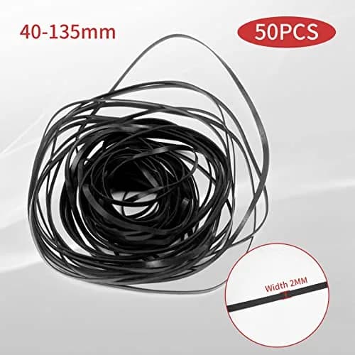 TEANTECH Cassette Recorder Rubber Belts 2mm Width, 40-135mm Mix (50PCS) | Drive Belts for Cassette Player Repair thumbnail 2