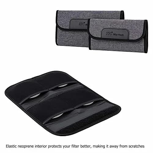 JJC 4-Pocket Lens Filter Pouch Case, Wallet for Circular Filters up to 58mm | Durable Polyester & Neoprene thumbnail 5