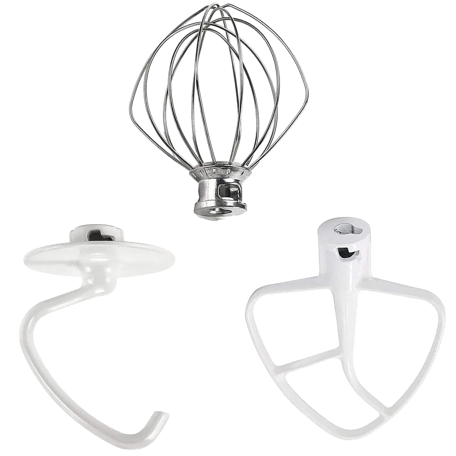 TOMOON 3-Piece KitchenAid Tilt-Head Stand Mixer Attachment Set | Stainless Steel Wire Whip, Dough Hook & Flat Beater for 4.5-5 Quart Mixers - main product image