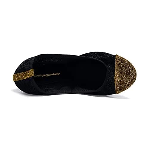 FUNKYMONKEY Foldable Ballet Flats for Women Black/Gold | Elegant, Portable & Comfortable thumbnail 2
