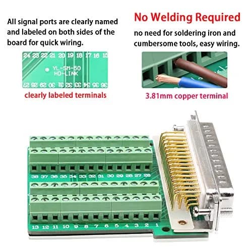 ANMBEST DB50 Solderless Serial to 50 Pin Terminal Male Adapter | Connect Legacy Devices with Ease thumbnail 2