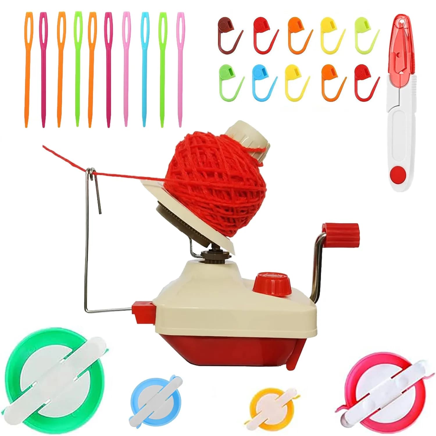 Knewmart Yarn Winder & Pom Pom Maker Set | Neat Yarn Balls & Fluffy Pompoms (26) - main product image