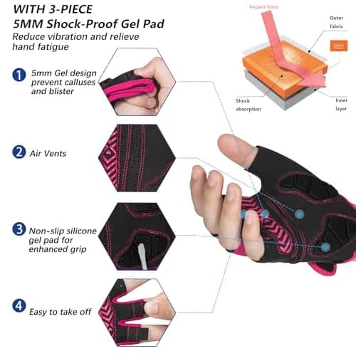MOREOK Half Finger Cycling Gloves with 5MM Gel Pad | Breathable & Sweat-Wicking for Men & Women thumbnail 2