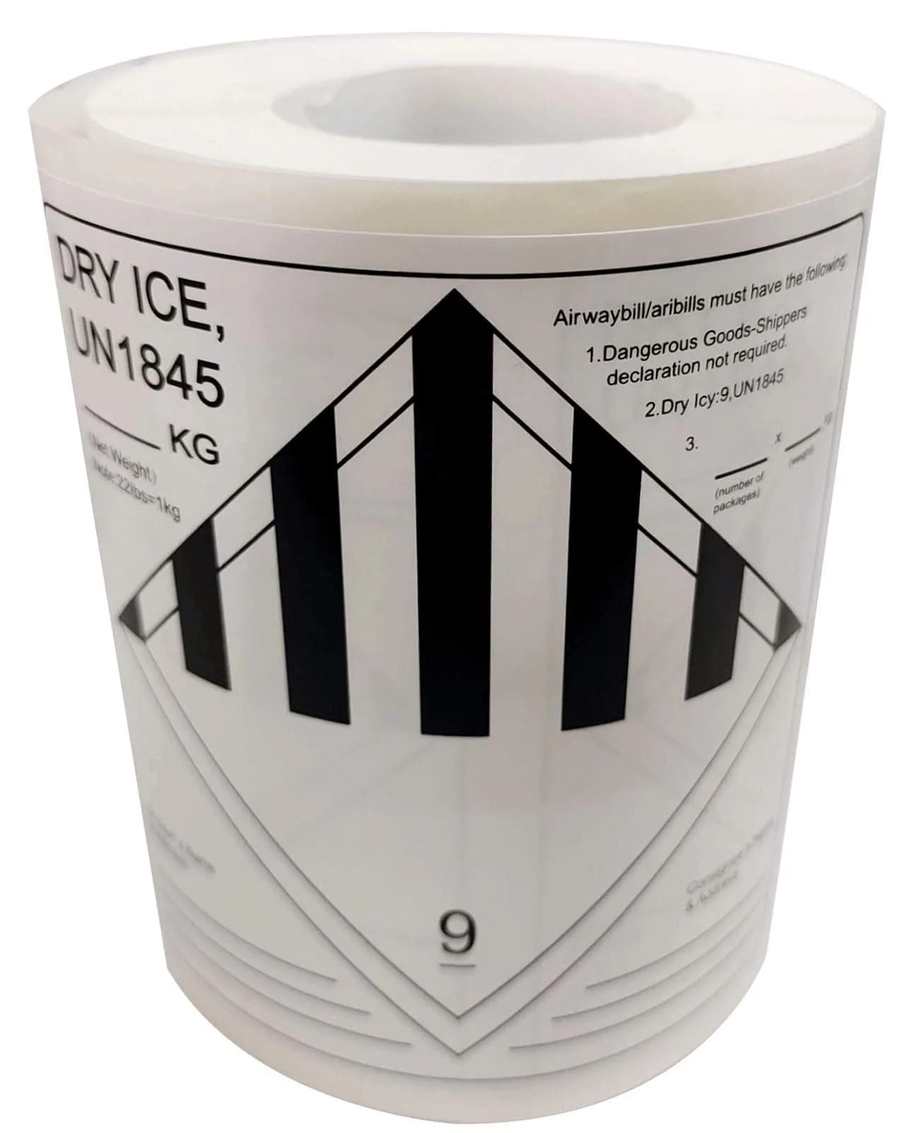 wootile Dry Ice Shipping Stickers 250 pcs UN1845 Hazard Class 9 Labels | Fade-Resistant, 4" Square Adhesive Labels - main product image
