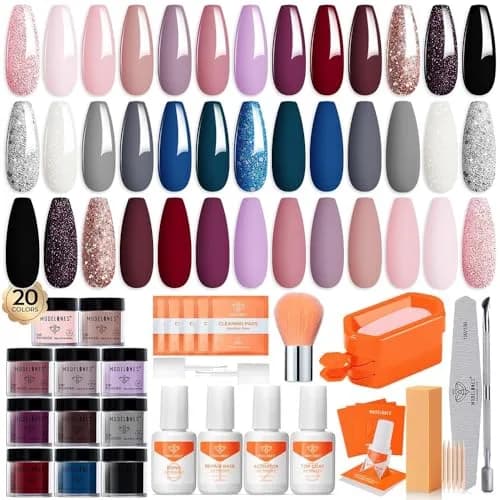 modelones Dip Powder Nail Starter Kit 40 Pcs 20 Colors | Natural Finish, No Lamp Needed, Easy DIY thumbnail 1