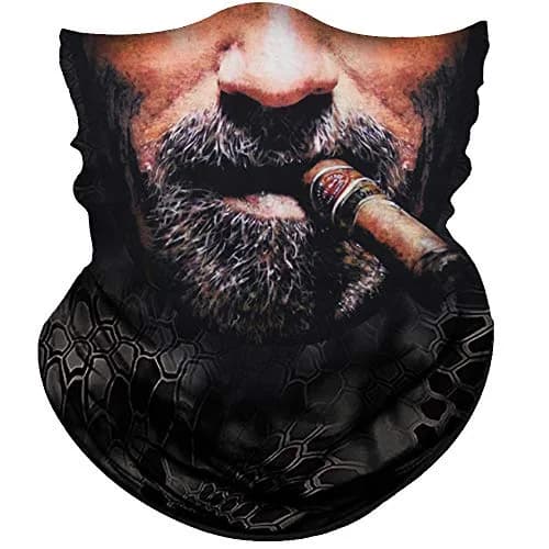 Obacle Skull Face Mask Half - Beard Men With Cigar Design for Dust, Wind, UV Protection thumbnail 1
