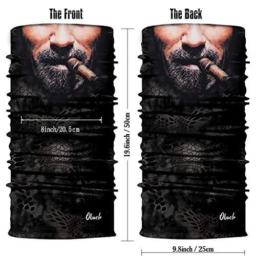 Obacle Skull Face Mask Half - Beard Men With Cigar Design for Dust, Wind, UV Protection thumbnail 2