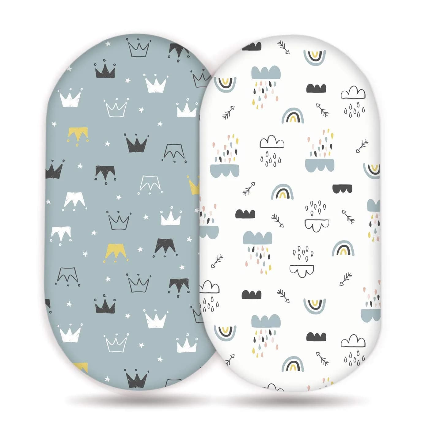 GRSSDER Ultra Soft Bassinet Sheet 2 Pack | Jersey Knit Fitted Sheet for Oval, Hourglass, Rectangular Mattresses (32" x 16" x 5") — Green