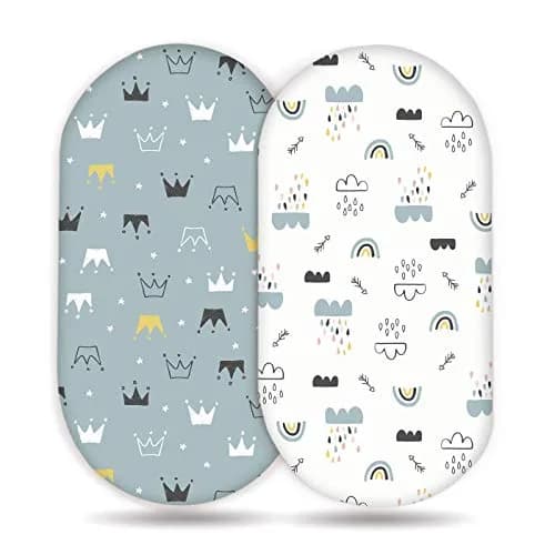 GRSSDER Fitted Bassinet Sheet Set 2 Pack | Ultra Soft Jersey Knit for Rectangle, Oval, Hourglass Bassinet Mattress thumbnail 1