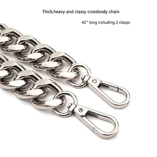 Yichain 42'' (106.7 cm) Metal Cross-Body Chain Strap Replacement for Mini Wallets, Waist Packs, Chest Bags (Silver, Small) thumbnail 3