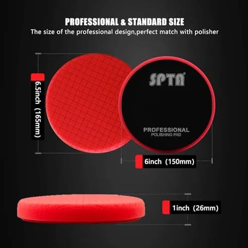 SPTA Red T10 Ultra-Fine Finishing Polishing Pad 6.5 Inch (165mm) | Swirl-Free Gloss Finish thumbnail 2