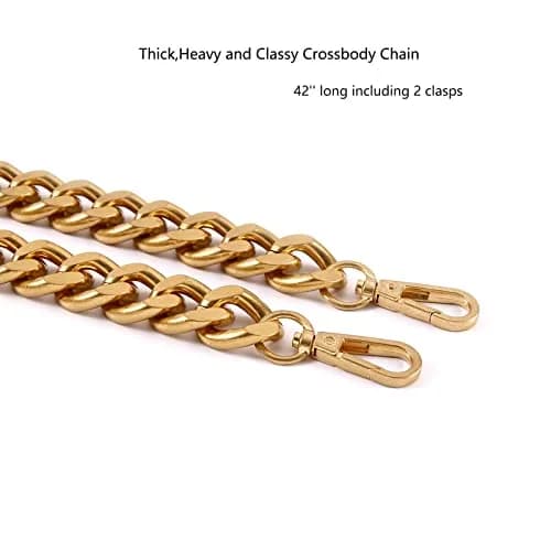 Yichain Big Metal Cross-Body Chain Strap Replacement for Mini Wallets & Bags, 42'' (Small, Antique Gold) | Polished Aluminum, Rust-Proof, Lobster Clasp thumbnail 3