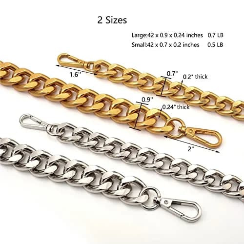 Yichain Large 42 inch (106.68 cm) Metal Cross-Body Chain Strap | Antique Gold, Heavy Duty Aluminum thumbnail 4