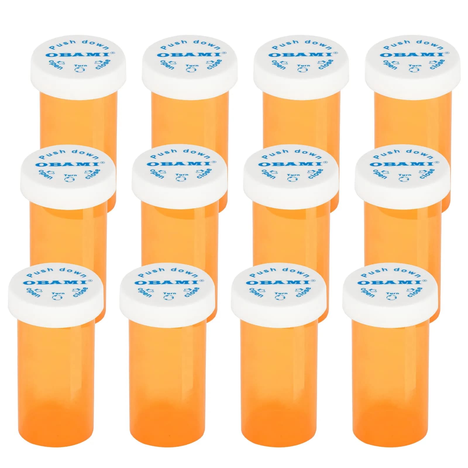 Obami 8 Dram (32ml) Child-Resistant Pill Bottles with Caps - 12 Count | Prescription Vials — 8 Dram