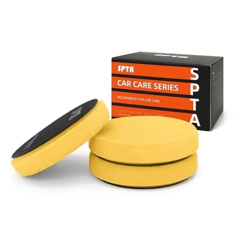 SPTA Yellow T80 Medium Cut Foam Polishing Pad 6.5 Inch (165mm) Face for 6 Inch (150mm) Backing Plate | 3Pcs High-Cut Abrasive for Compounding, Polishing, Waxing thumbnail 1