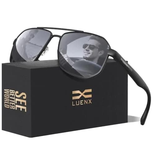 Luenx Aviator Polarized Sunglasses for Men: Square UV400 Driving | High-Protection, Stylish Design thumbnail 1