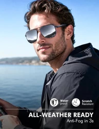 Luenx Aviator Polarized Sunglasses for Men: Square UV400 Driving | High-Protection, Stylish Design thumbnail 6