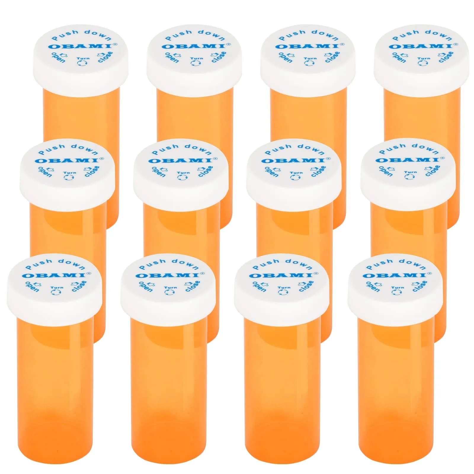 Obami 8 Dram (32ml) Child-Resistant Pill Bottles with Caps - 12 Count | Prescription Vials — 6 Dram