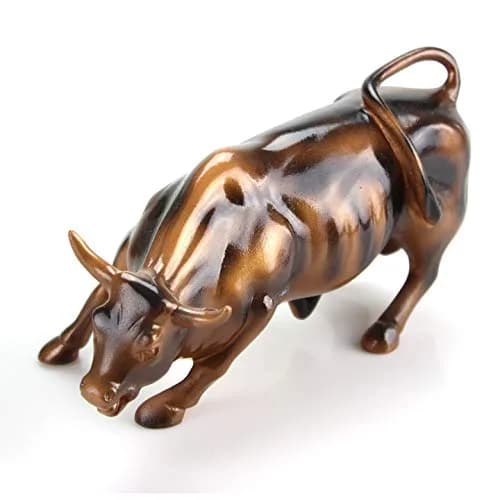 Torkia Official Licensed Wall Street Bull Statue 15.24 cm (6 inches) | Bronze Finish Sculpture for Desk & Shelf thumbnail 1