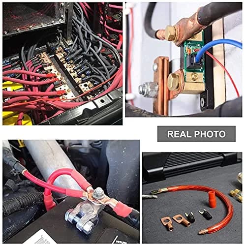 TKDMR 10 PCS 2 AWG - 3/8 Battery Cable Lugs Copper Wire Ring Terminals | Heavy Duty Copper Connectors with Heat Shrink thumbnail 6