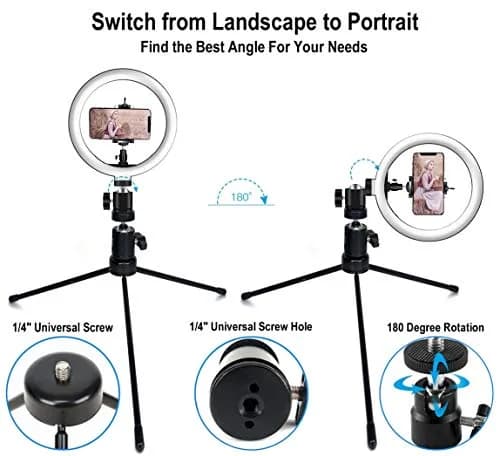 DaVoice 10" LED Ring Light for Makeup & Streaming | 3 Light Modes, Stand, Phone Holder, USB Powered thumbnail 3