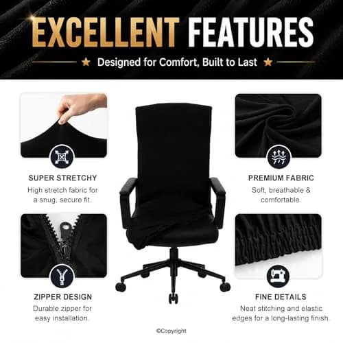 DIVA EN CAMINO DEC Water Resistant Office Chair Cover 85% Polyester & 15% Spandex | Universal Washable Slipcover (Large) thumbnail 4