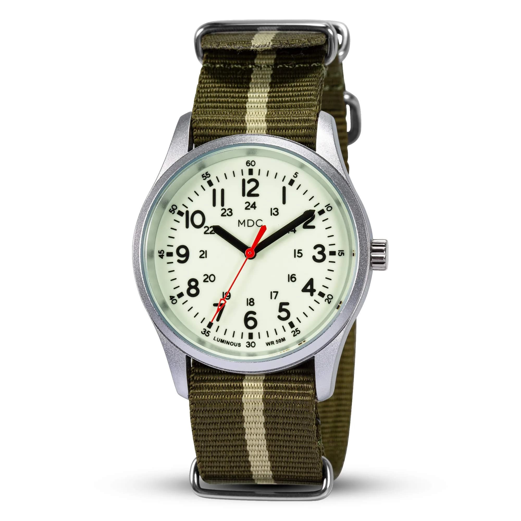 Infantry Men's Military Field Watch 38mm (1.5 inch) | Glow Dial, Nylon Strap, 5ATM Waterproof
